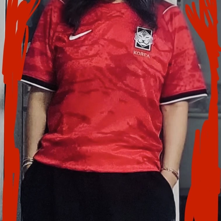 Nike Korea 2026 Stadium Home Dri-Fit Soccer Replica Jersey Global Red Black (Non Marking Ver.) 착용 스타일