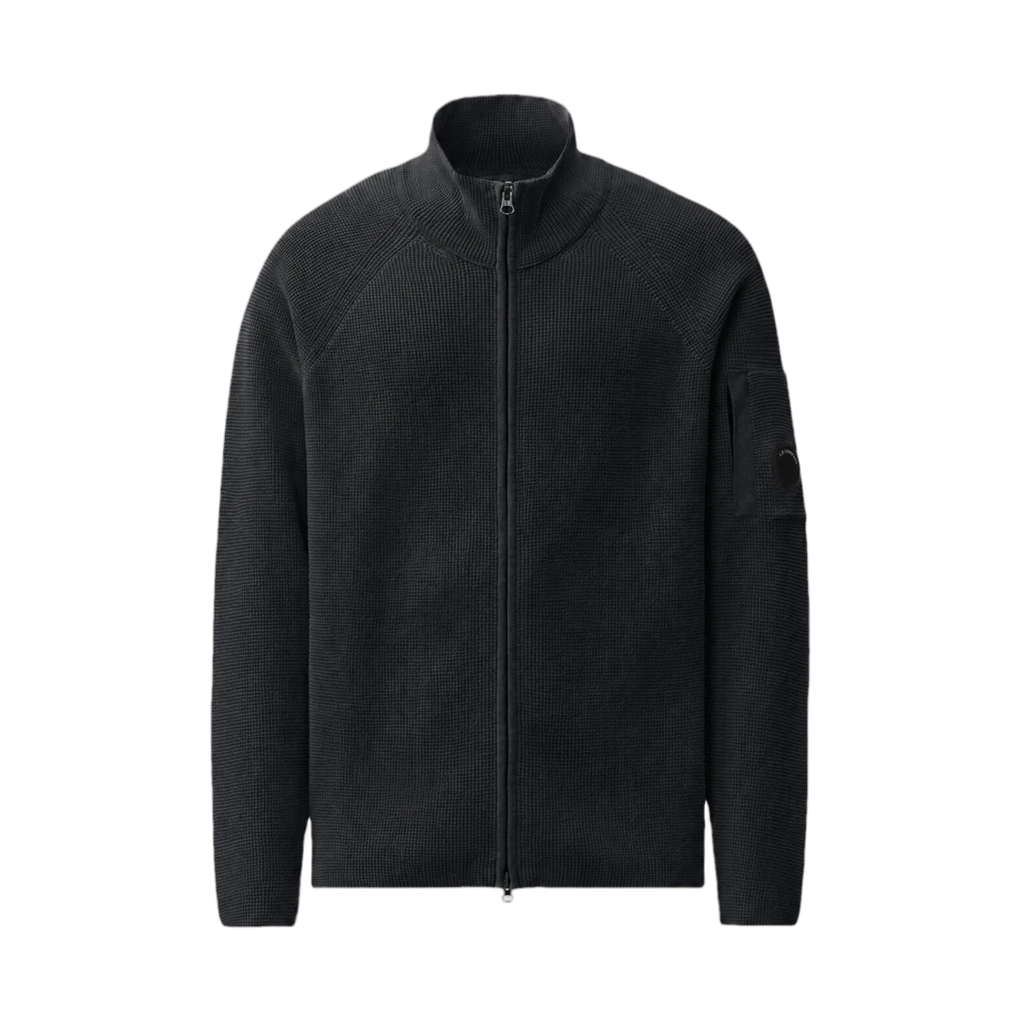 C.P. Company C.P. Company Waffle Knit Cotton Zip Lens Cardigan Black - 26FW