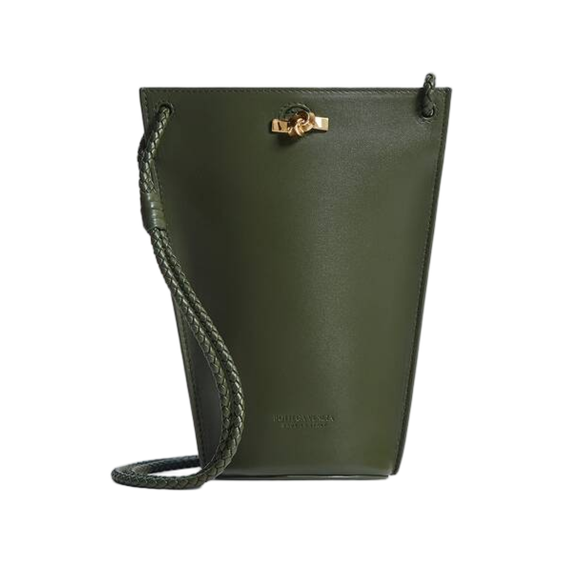 876539VALK03750 Bottega Veneta Bacio Phone Bucket Green Tweed