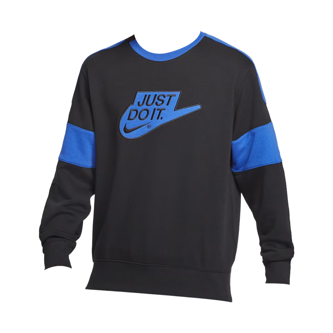 IF0720-010 Nike NSW Club French Terry Crewneck Sweatshirt Black Game Royal - Asia