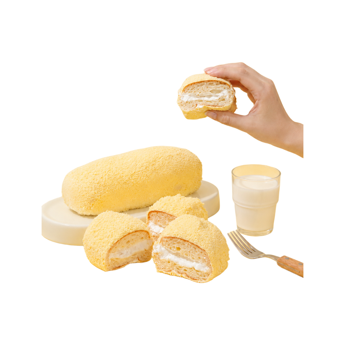 몽당 포슬포슬 카스테라 토핑과 우유 생크림이 가득한 화이트롤(170g)(mong dong White Cream Roll)