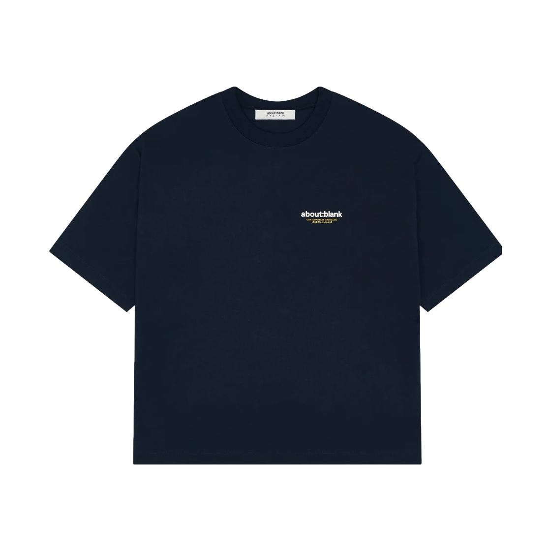 KM6CTSSAT03NY [KREAM 단독] About:Blank Insignia T-Shirt Navy Yellow Ecru - 26FW