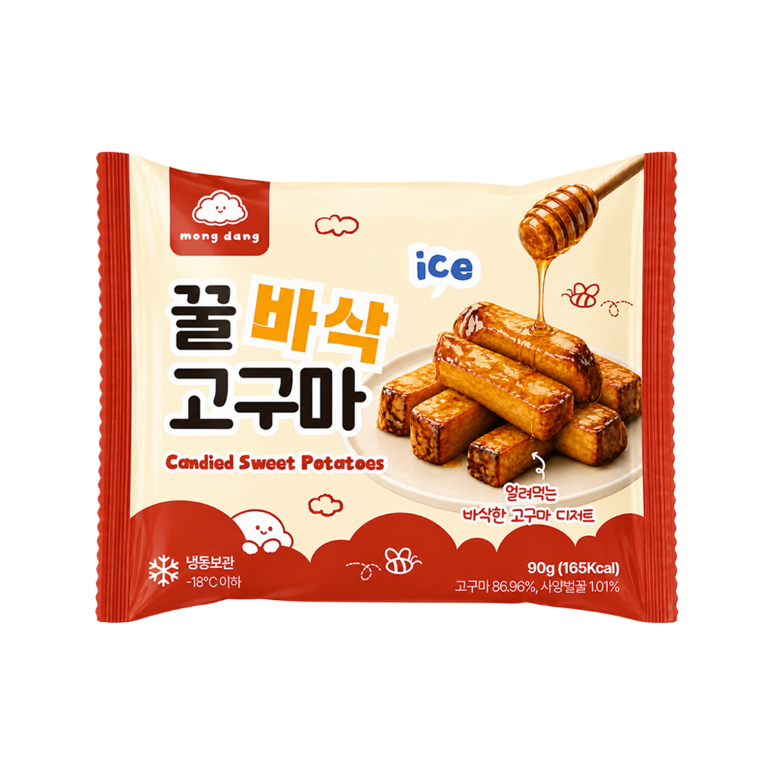 몽당 일본 편의점 디저트 그 맛 그대로 얼려먹는 꿀바삭 고구마 90g *3팩 구성(270g)(mong dang Candied Sweet Potatoes 90g 3pack)
