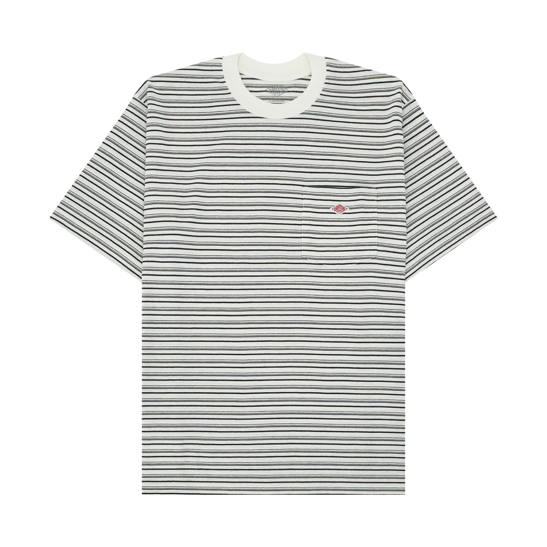 단톤 스트라이프 숏슬리브 포켓 티셔츠 에크루 블랙(Danton Stripe Short Sleeve Pocket T-Shirt Ecru Black)