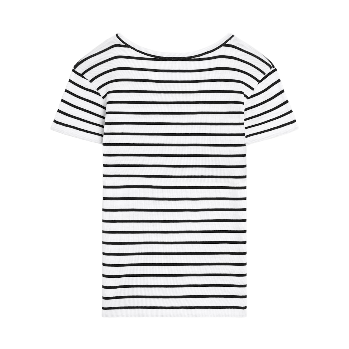 (W) 셀린느 티셔츠 스트라이프 실크 저지 오프 화이트 블랙((W) Celine T-Shirt in Striped Silk Jersey Off White Black) - 2