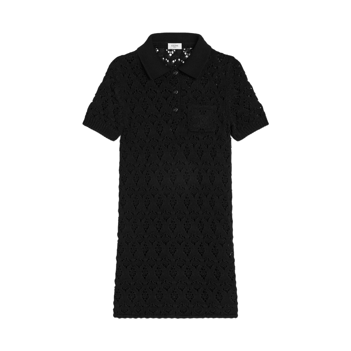 (W) 셀린느 미니 드레스 코튼 포인텔 블랙((W) Celine Mini Dress in Cotton Pointelle Black) - 1