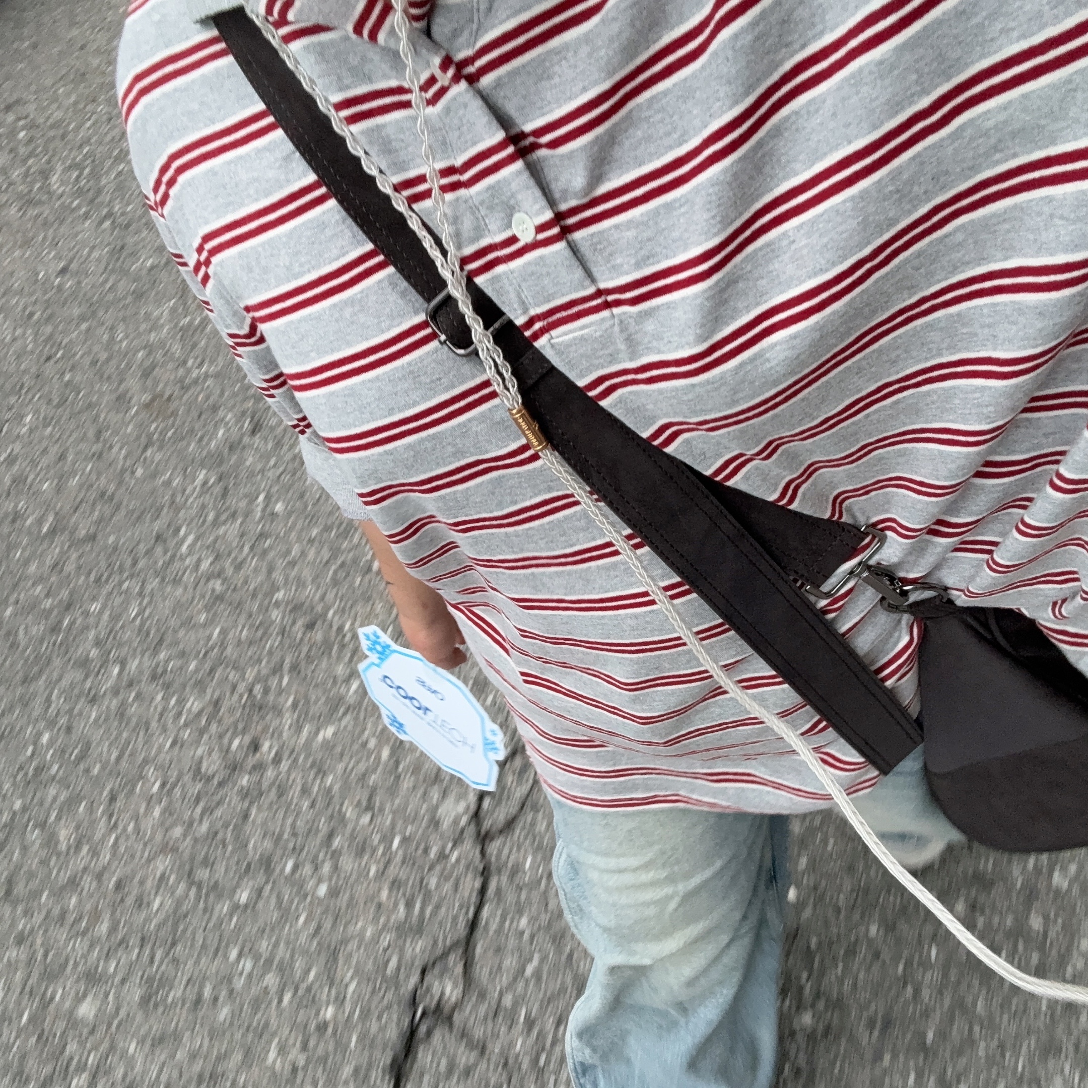 MJD Oversized Stripe Polo Melange Grey 착용 스타일