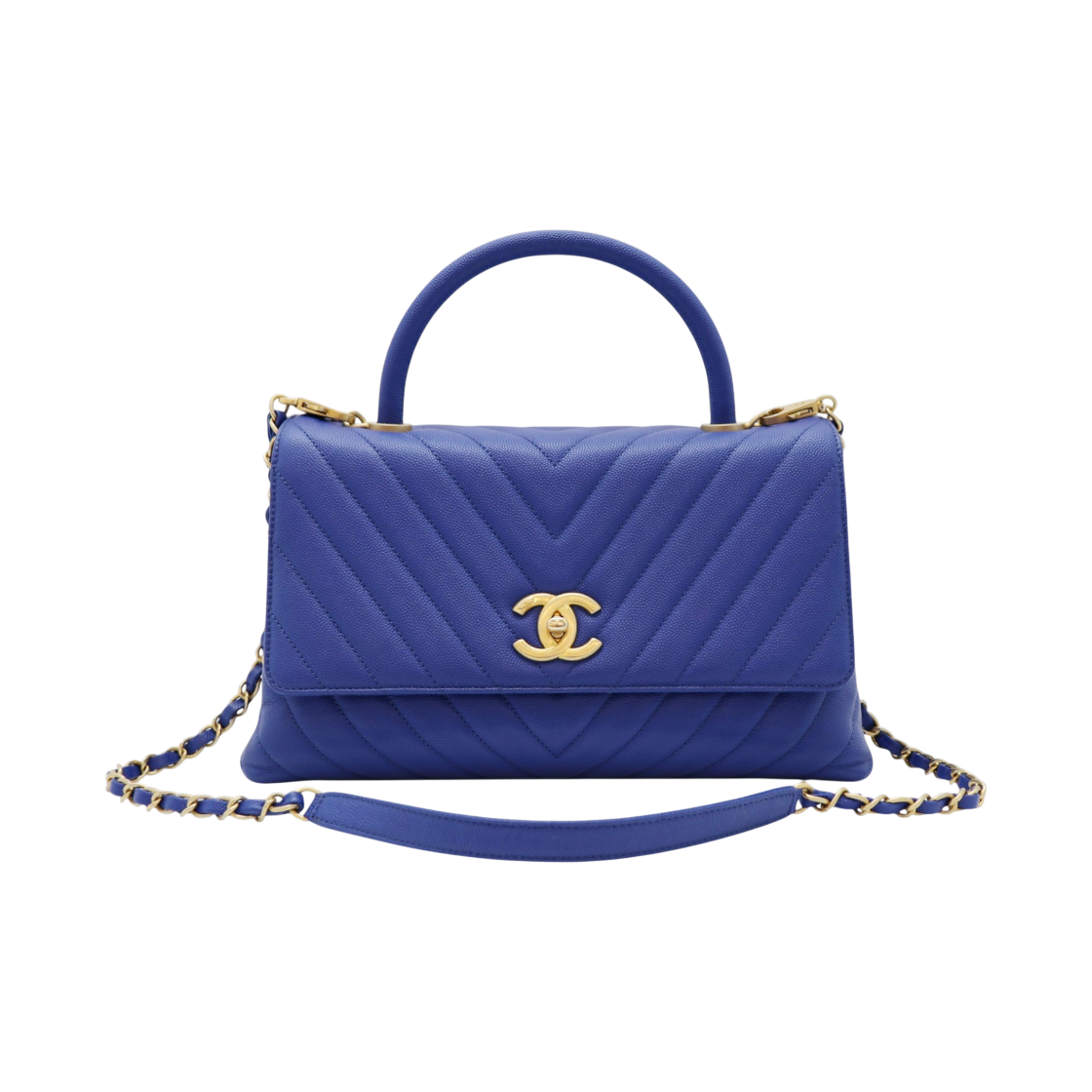 ITR9TPTO4LI7 Chanel Coco Handle Chevron Medium Caviar 28