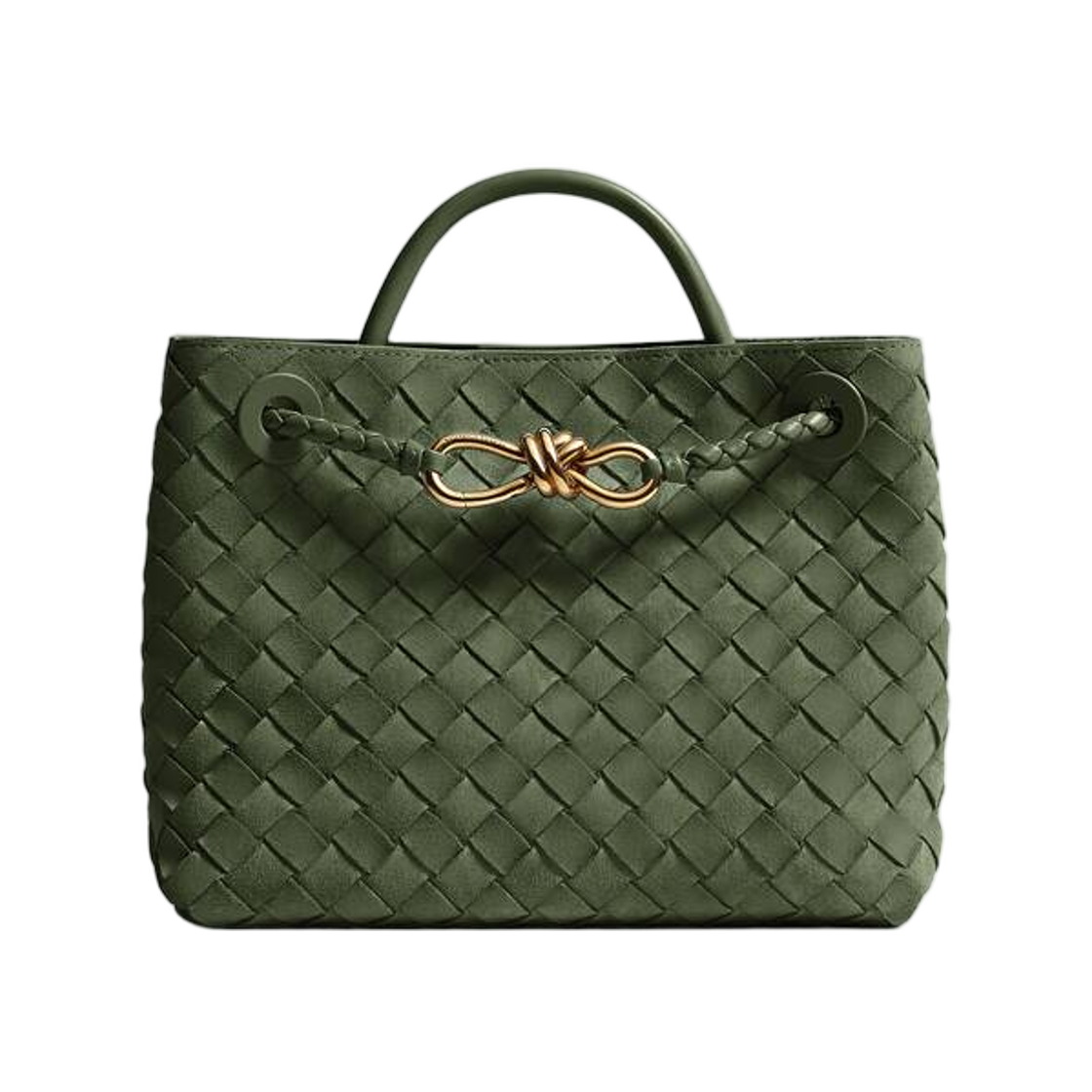 766014V5ZZ13782 Bottega Veneta Small Andiamo Green Tweed