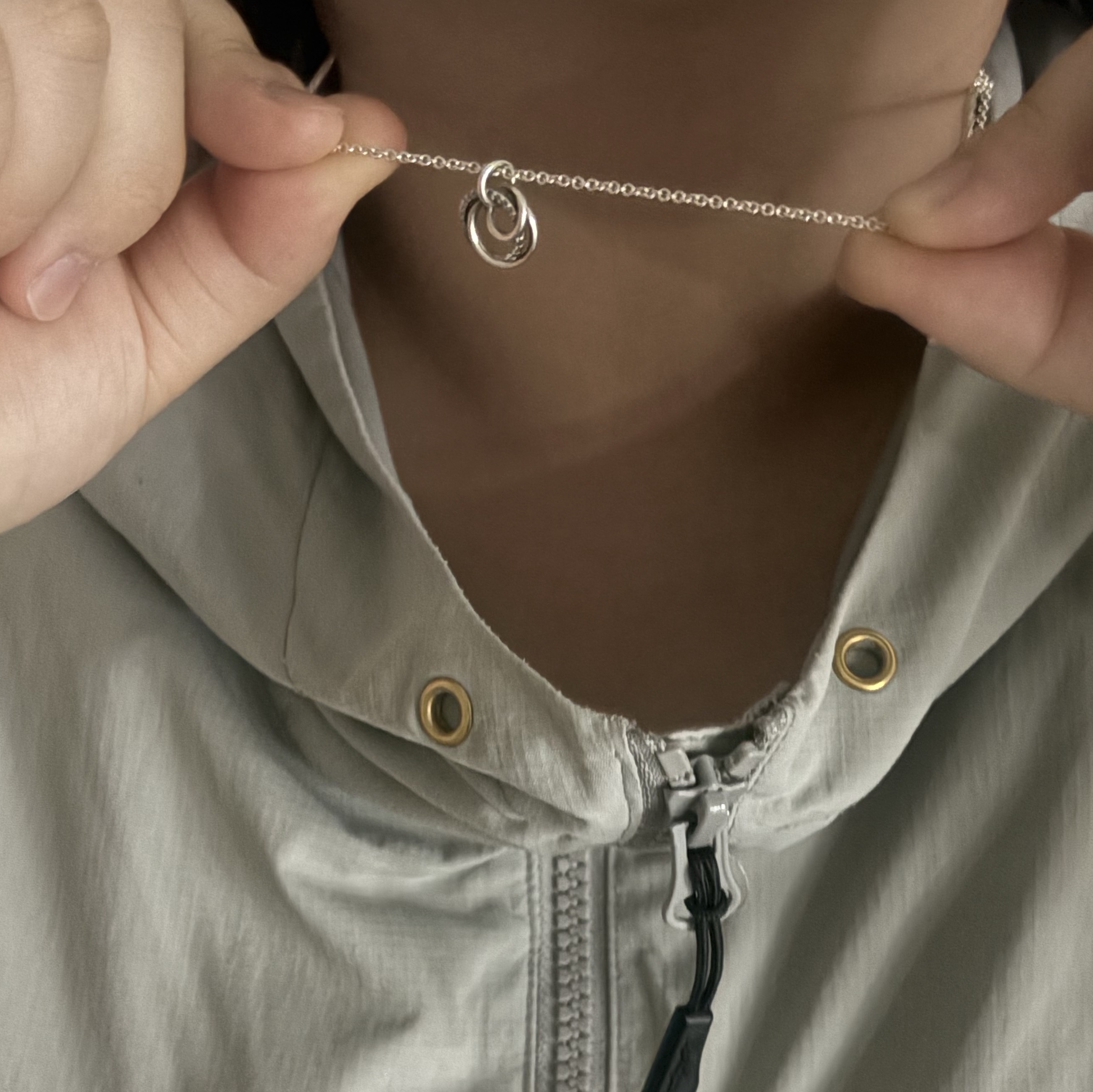 (W) Pandora Family Always Encircled Pendant Necklace Sterling Silver Clear 착용 스타일