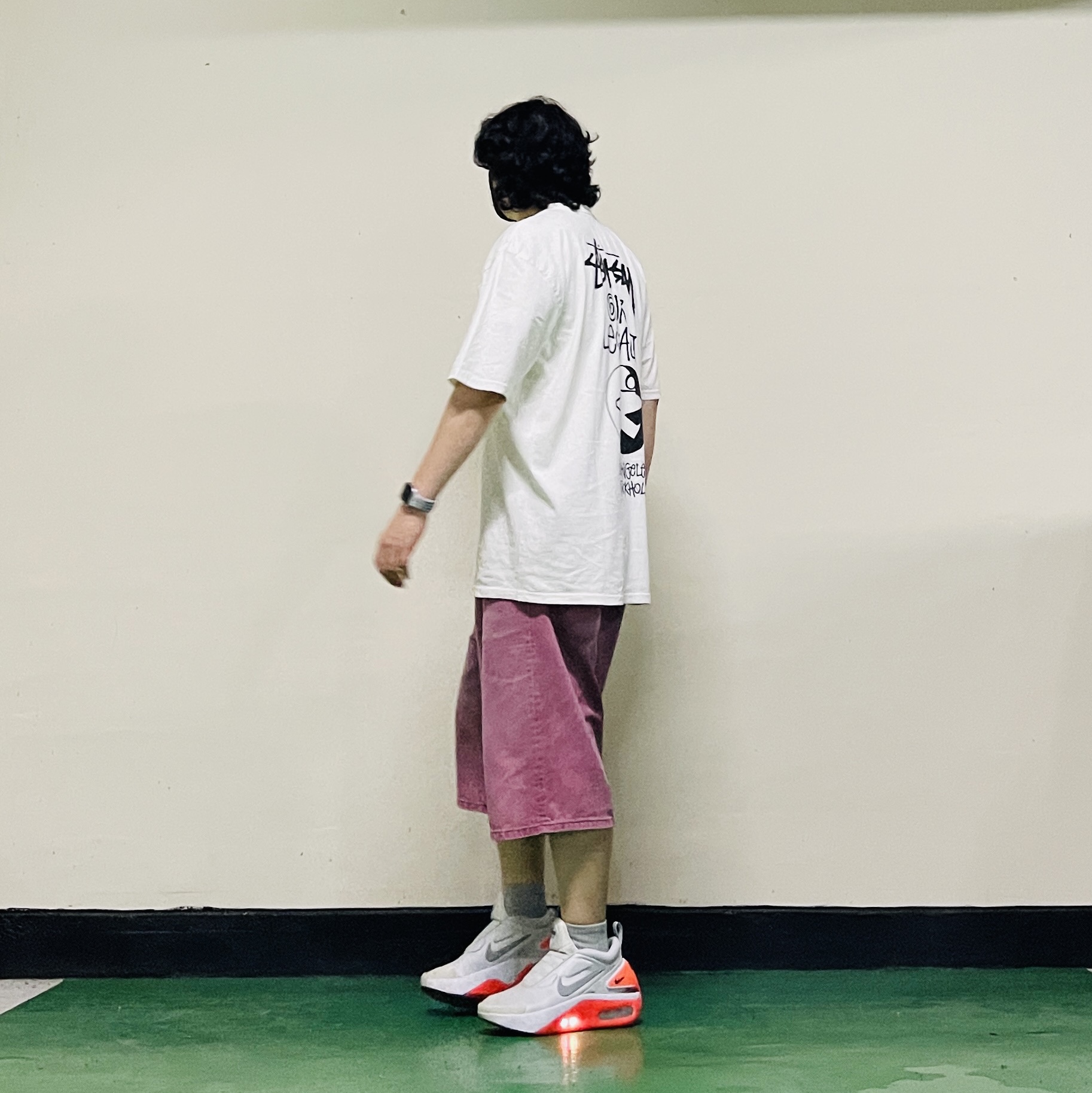 Nike Adapt Auto Max Pure Platinum (KR Charger), Stussy x Our Legacy Surfman Pigment Dyed T-Shirt Natural 착용 스타일 - 4