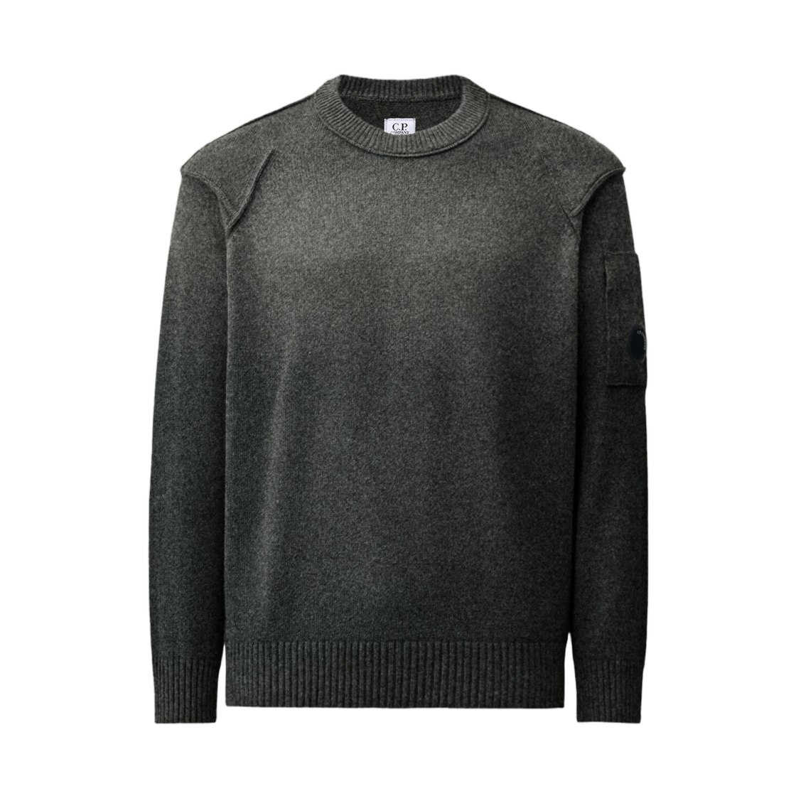 21CMKN707A110149A978 C.P. Company Lambswool Crewneck Lens Contrast Sweater Dark Shadow Grey - 26FW