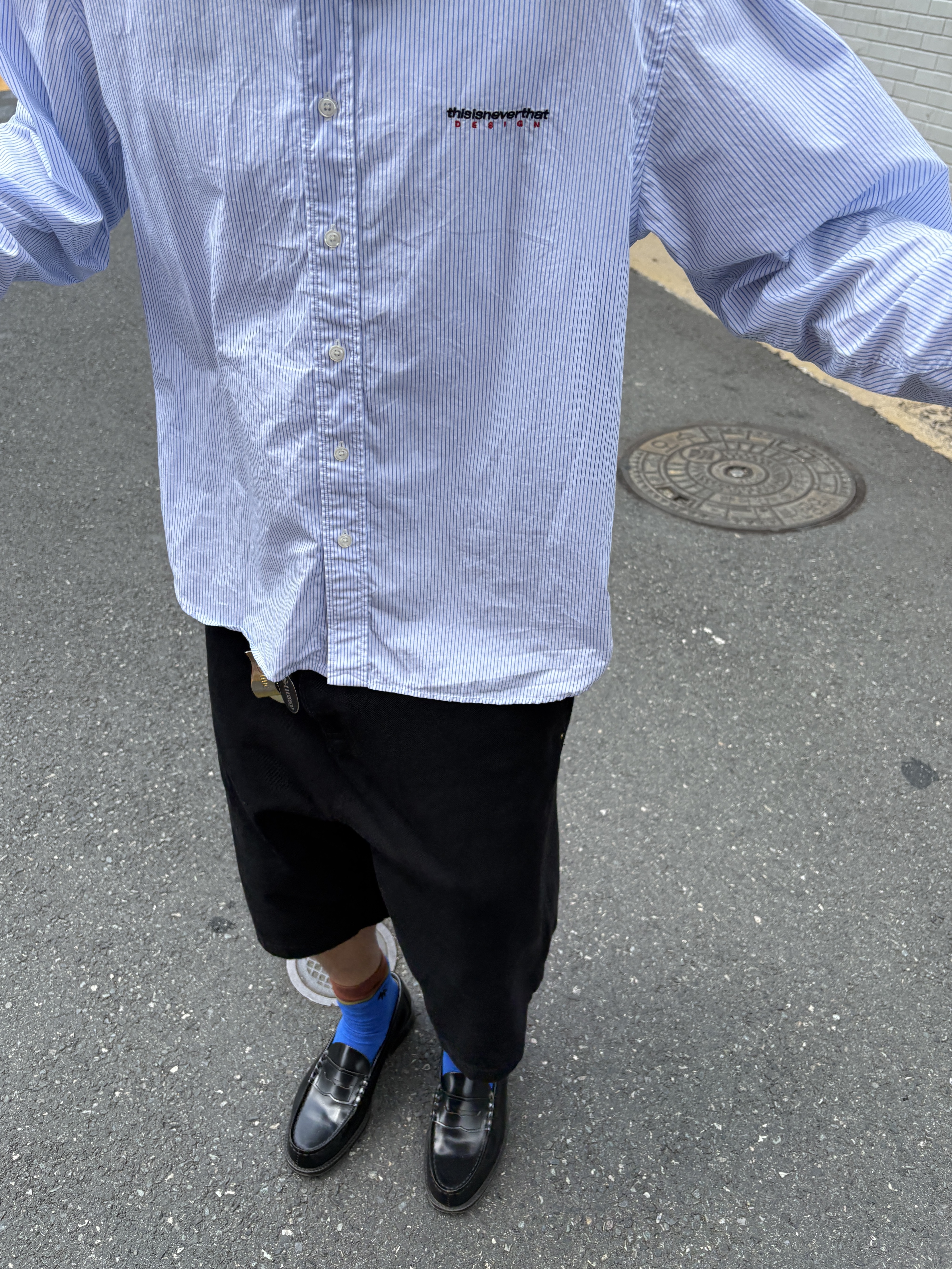 Haruta HS-9064 Wide Penny Loafer Black 착용 스타일 - 4