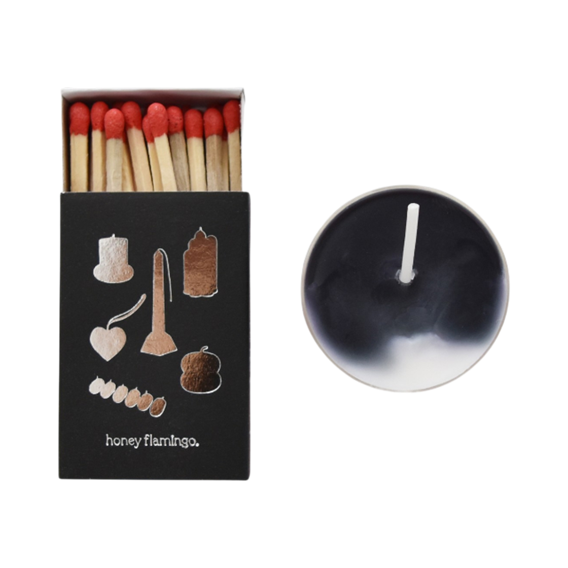 허니플라밍고 티라이트 캔들 & 미니성냥 세트(HONEY FLAMINGO Tealight Candle & Mini Match Set)