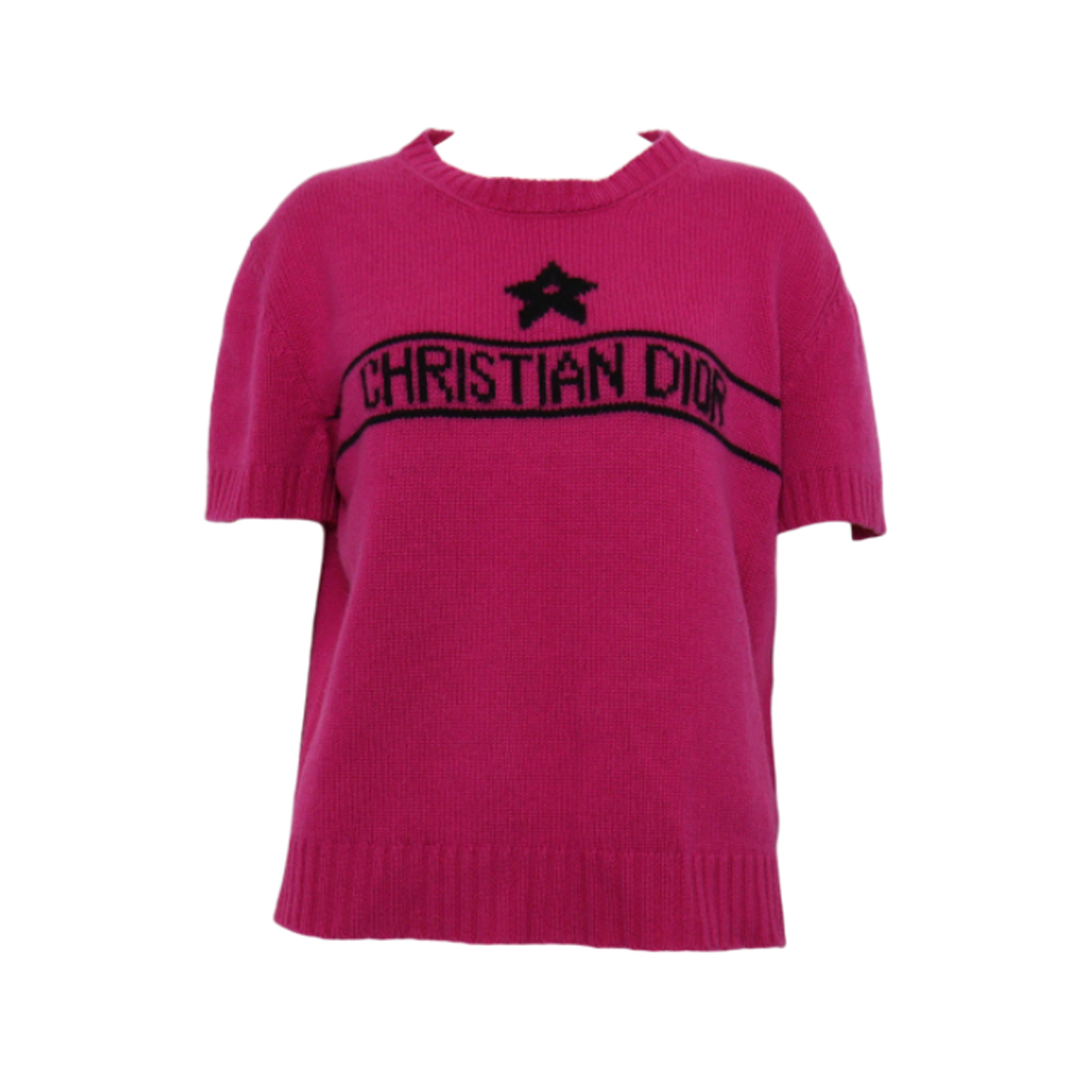 ITSBJ3HFBSAP Dior 344S98AM003 Pink Cashmere Intarsia Short Sleeve Sweater
