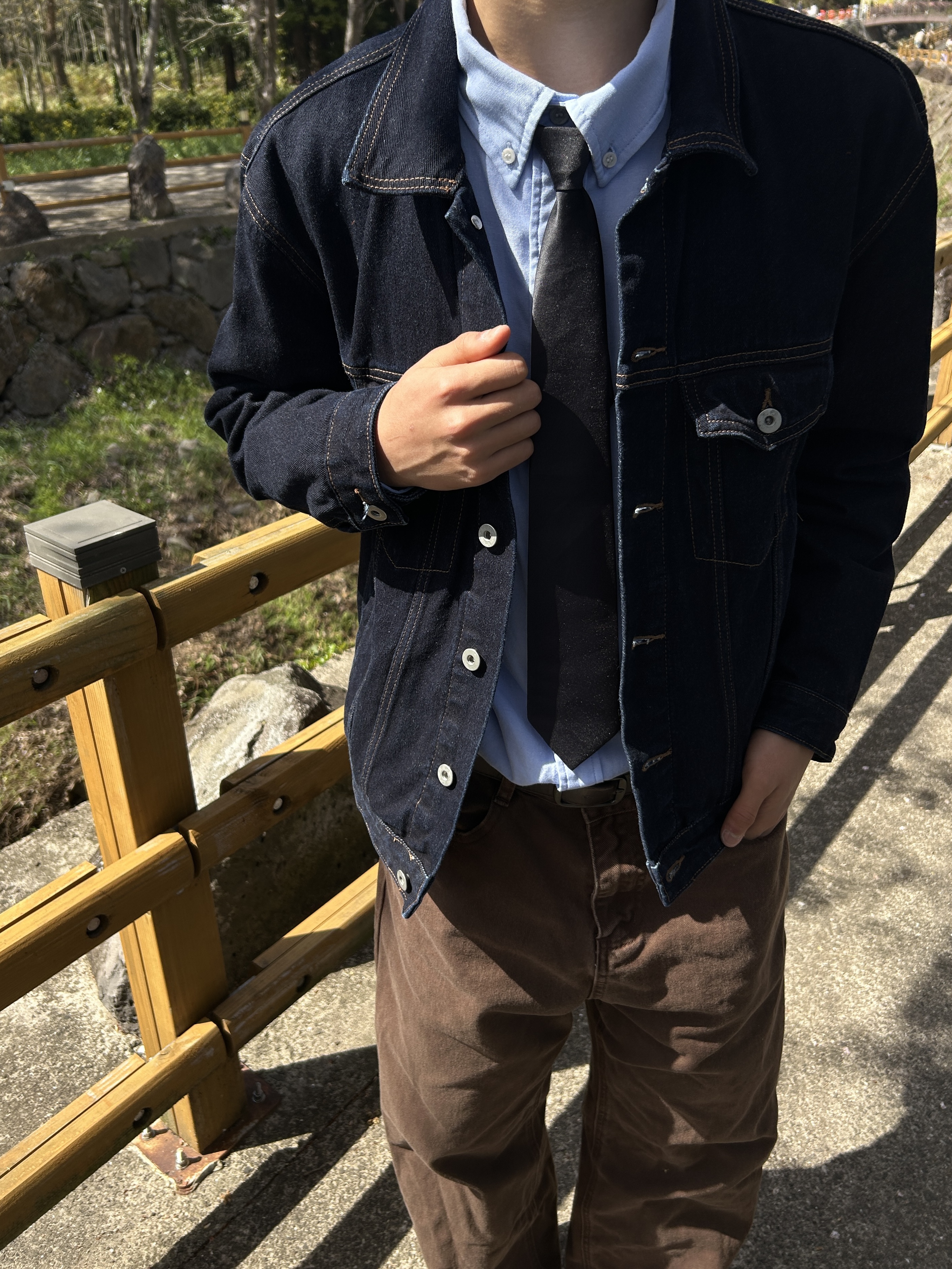 Dior Oblique Raw Cotton Denim Jacket Blue 착용 스타일
