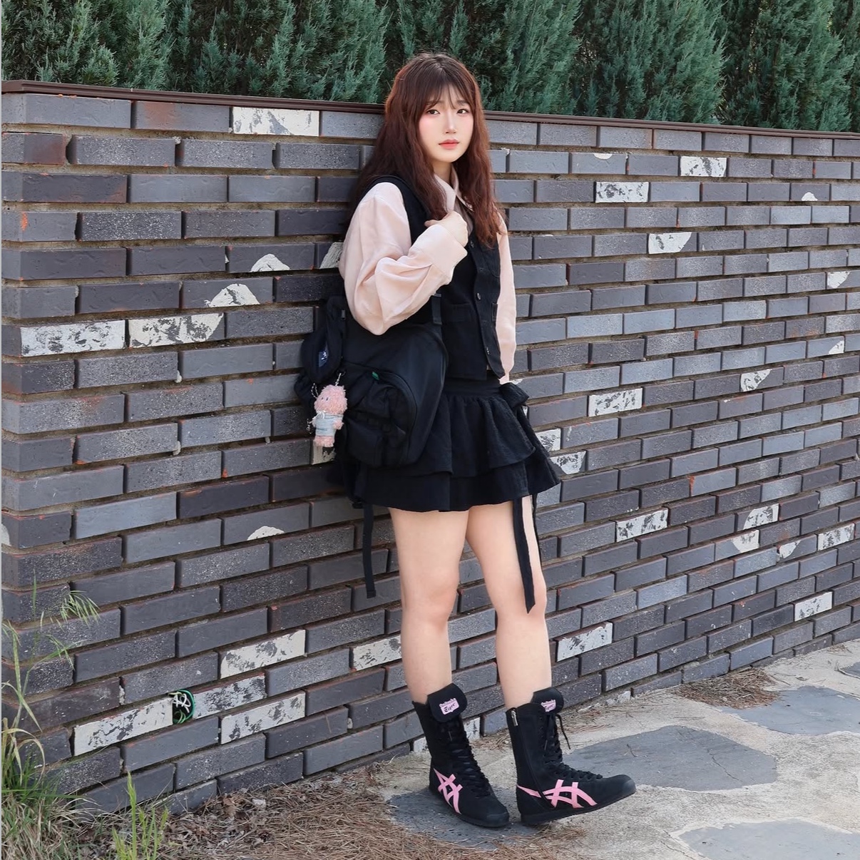 Onitsuka Tiger Mexico 66 Boxing Black Blossom Pink 착용 스타일 - 1