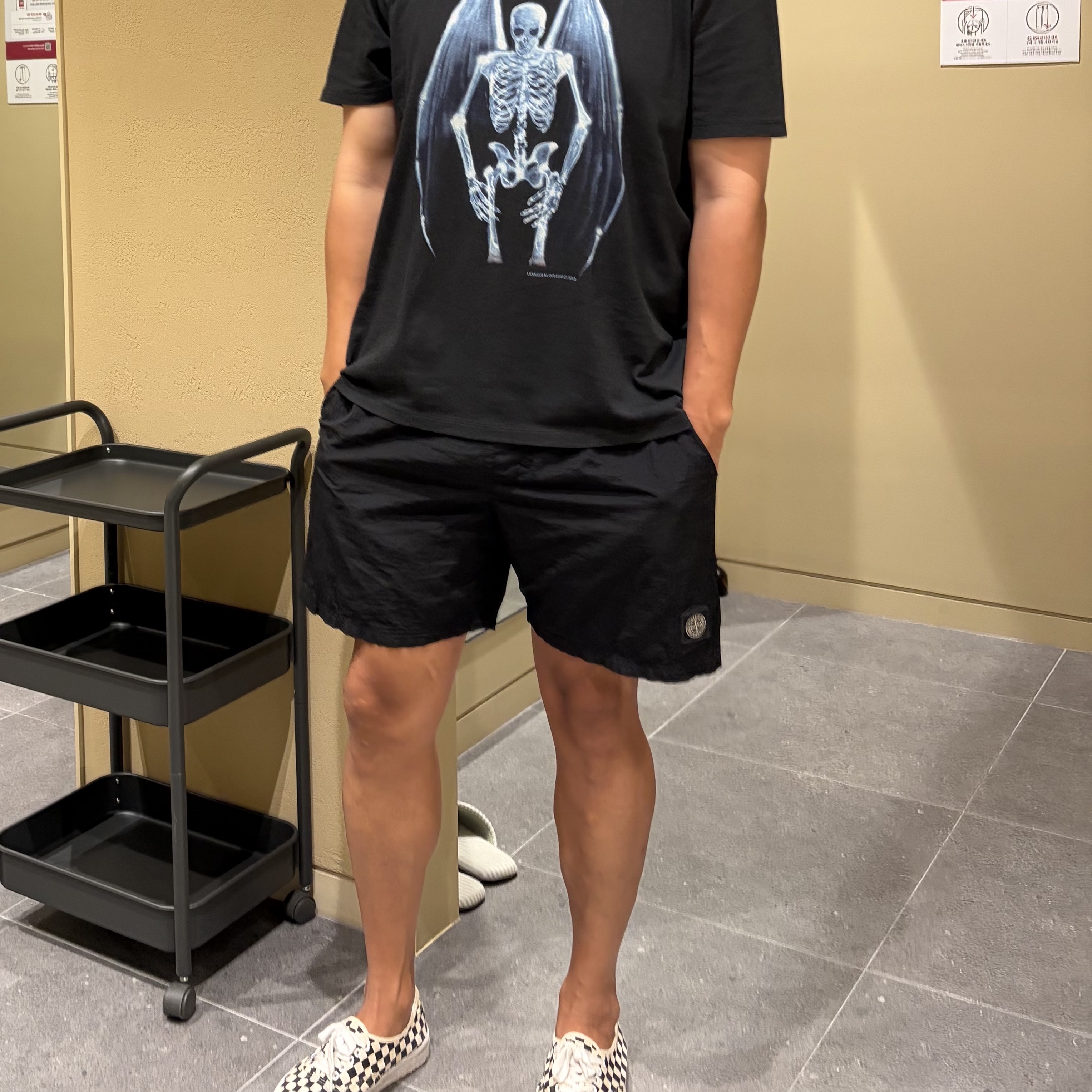 Our Legacy New Box T-Shirt Fallen Angel Print 착용 스타일 - 1
