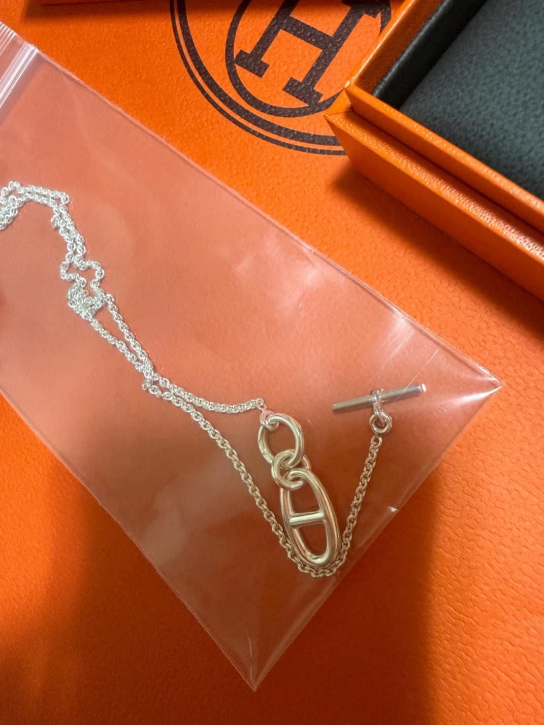 (W) Hermes Chaine D'Ancre Pendant Sterling Silver 착용 스타일 - 2