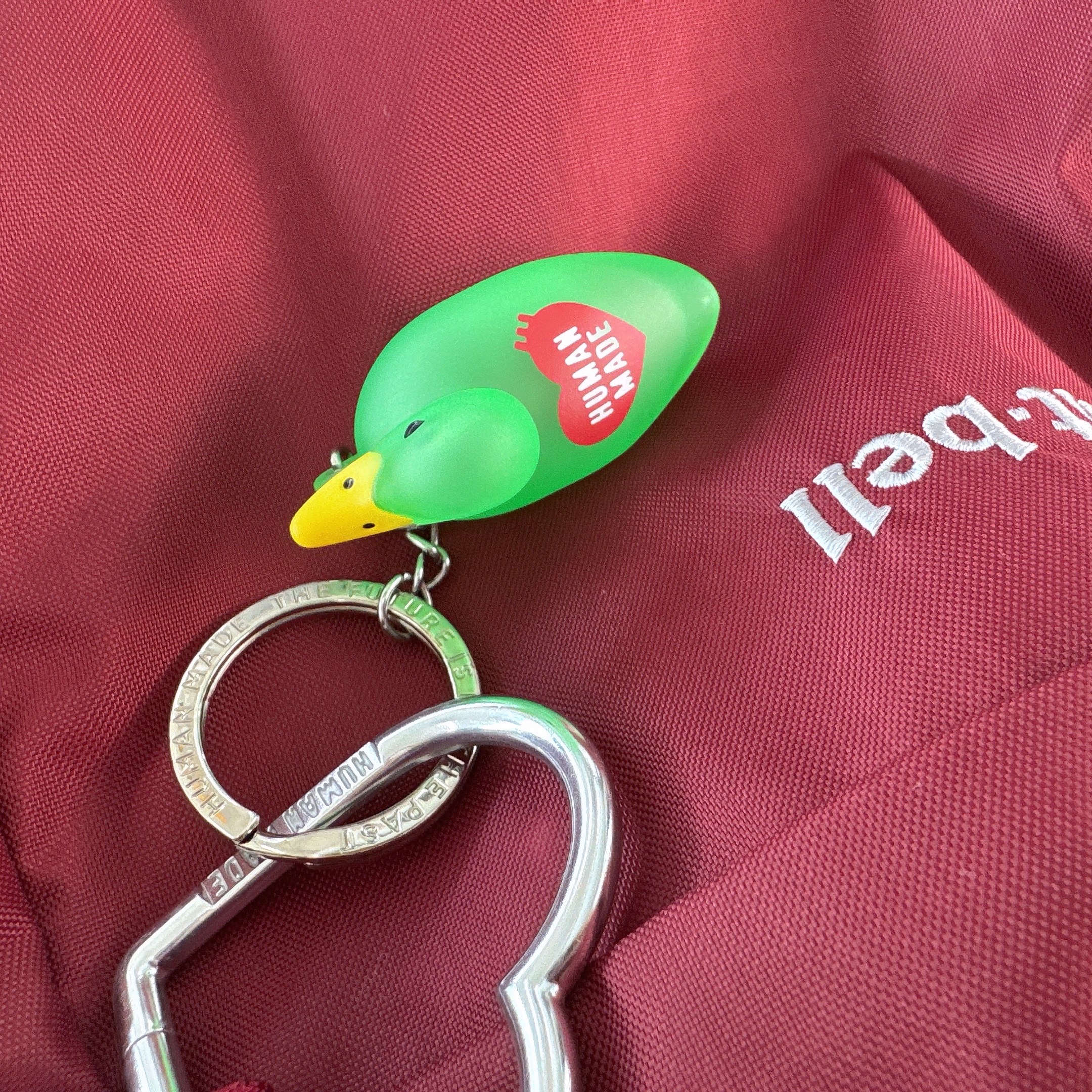 Human Made Duck PVC Key Chain Green 착용 스타일