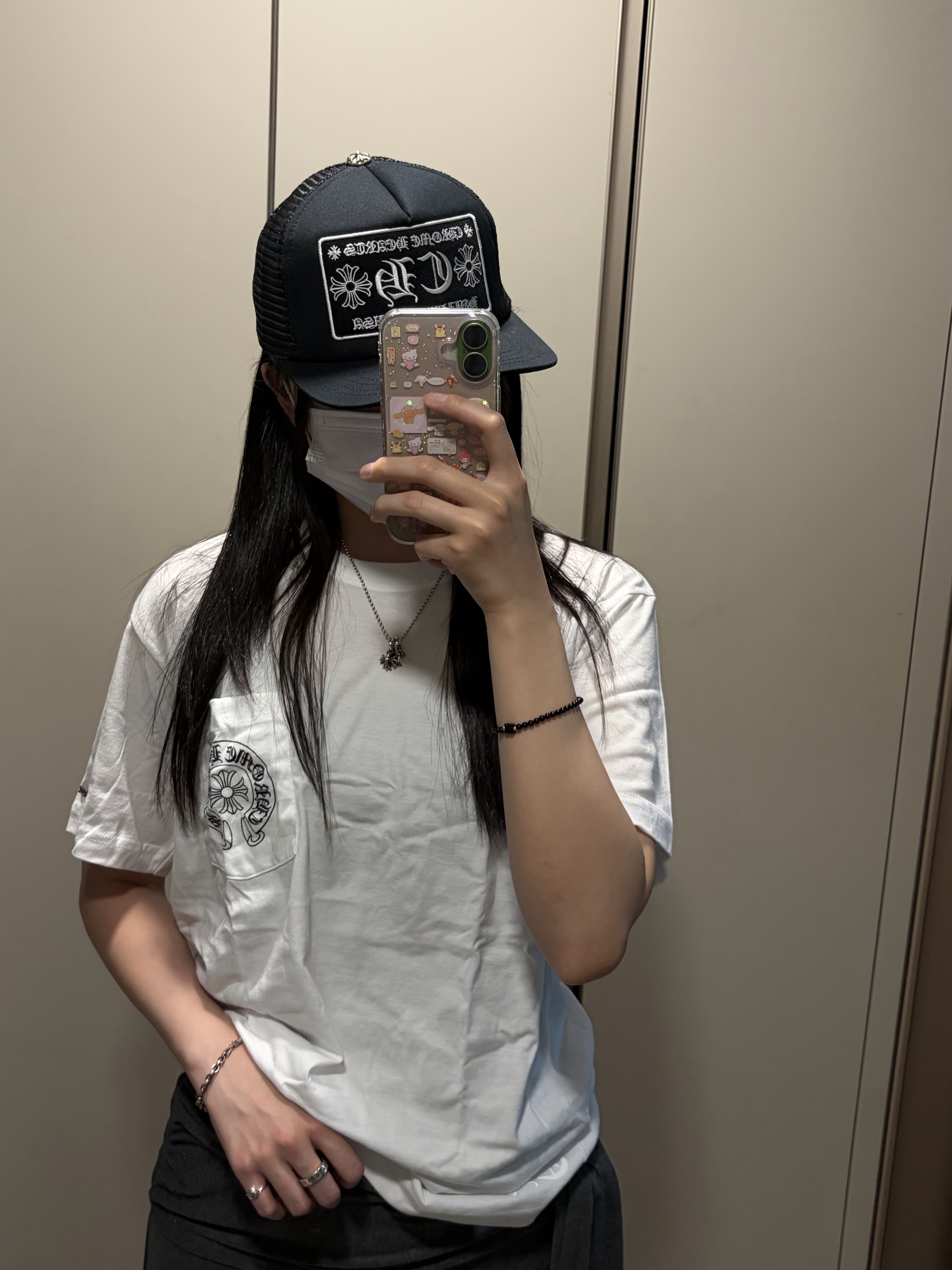Chrome Hearts Horseshoe Logo Pocket T-Shirt White, Chrome Hearts Baseball Cap Dodger Blue - Los Angeles Exclusive 착용 스타일 - 2