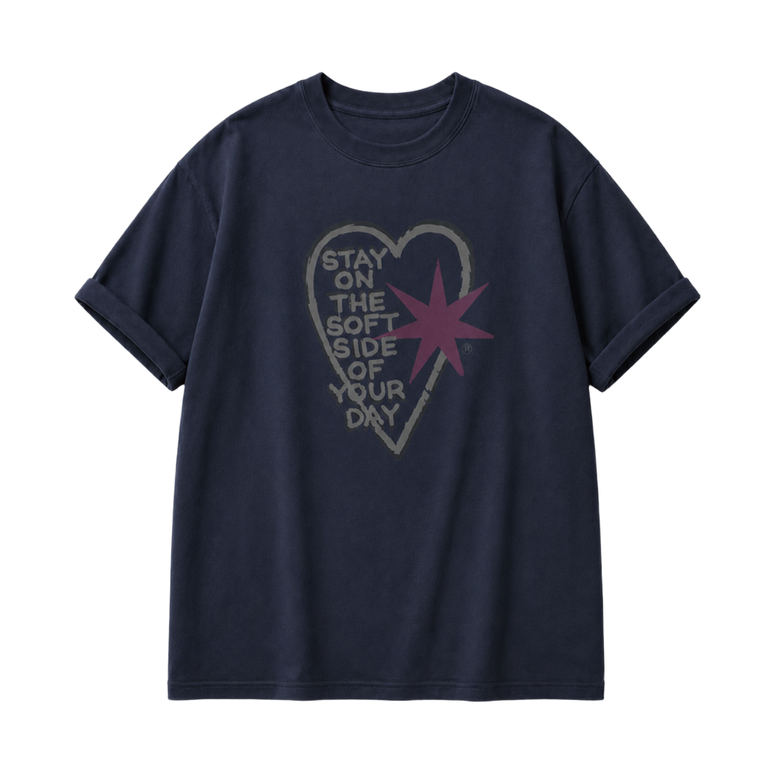 26SSVHGT01 ROMANTINUER Vintage Heart Graphic Oversized T-shirt (Navy)