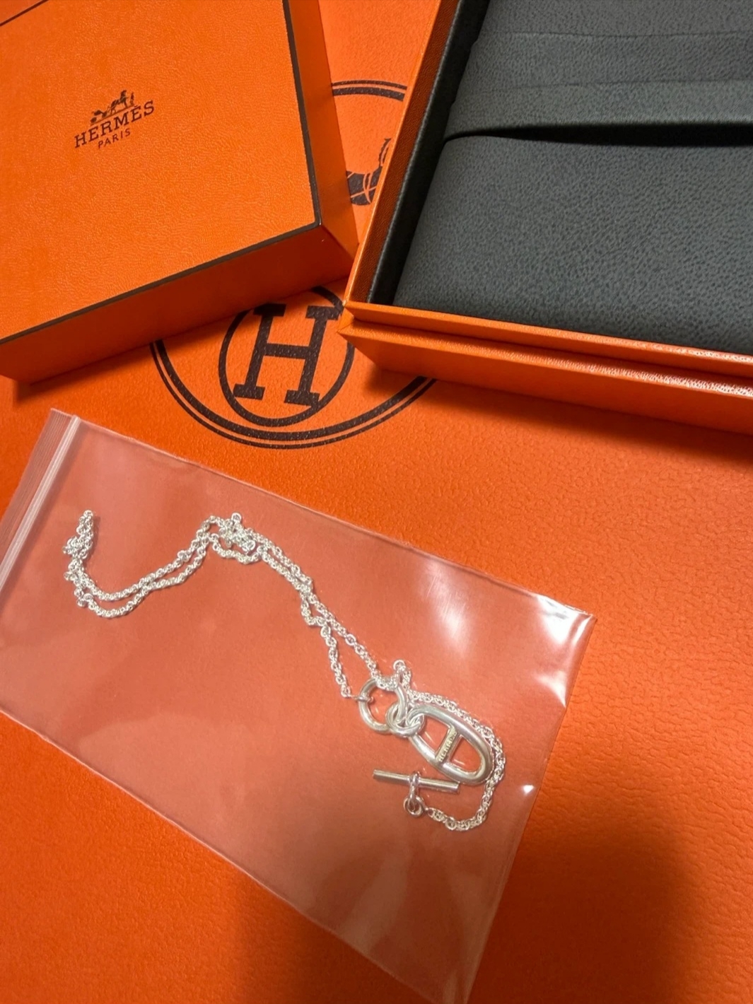 (W) Hermes Chaine D'Ancre Pendant Sterling Silver 착용 스타일 - 1