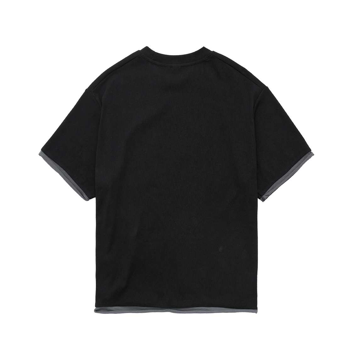 폴리테루 리브드 레이어드 크롭 티 블랙(Polyteru Ribbed Layered Crop Tee Black) - 2
