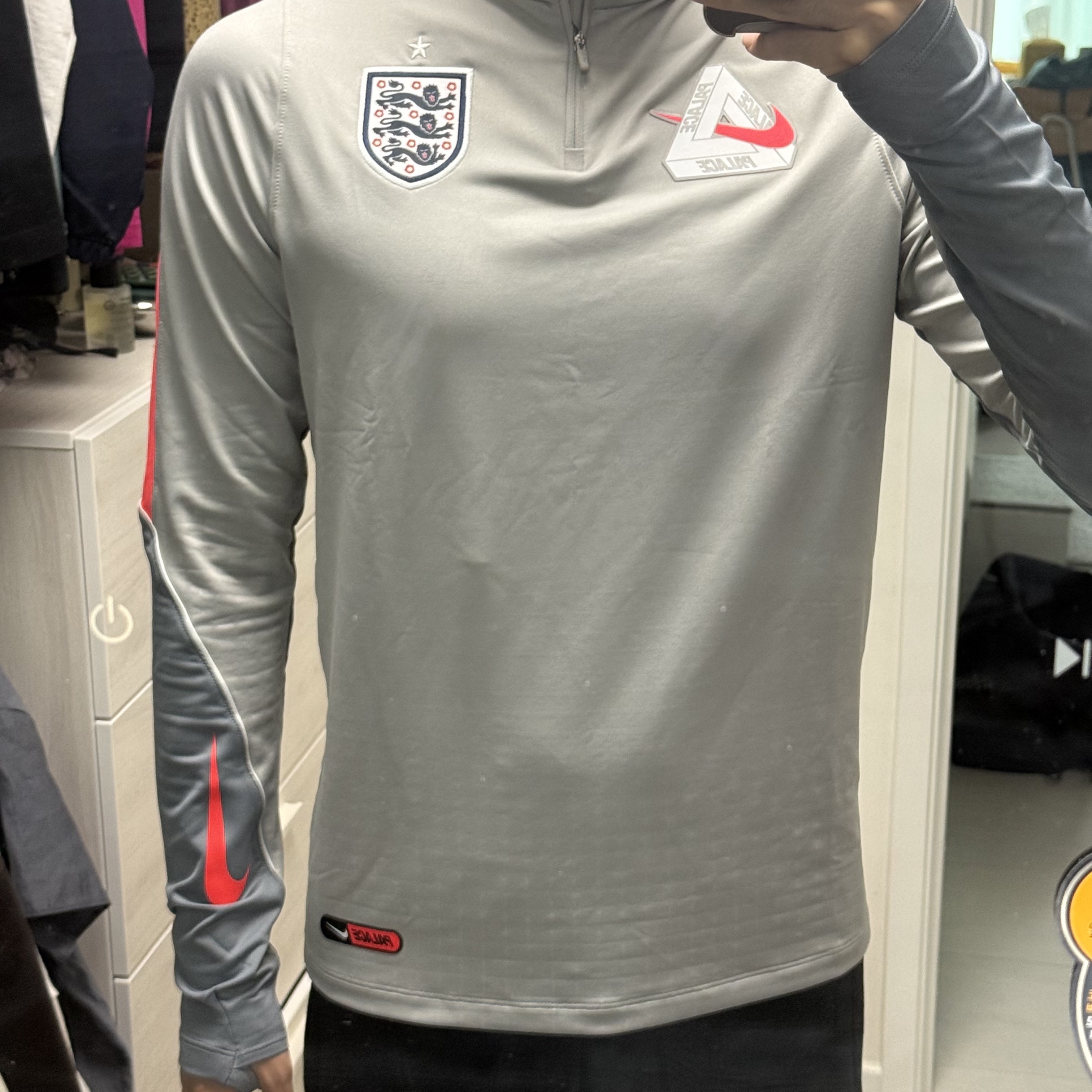 Palace x Nike England Dri-Fit Strike Drill Top Pewter Grey Cool Grey 착용 스타일