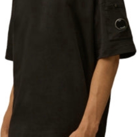 C.P. Company Light Fleece Short Sleeve Sweatshirt Black - 26SS, C.P. Company Cotton Short Sleeve T-Shirt Black - 26FW 착용 스타일