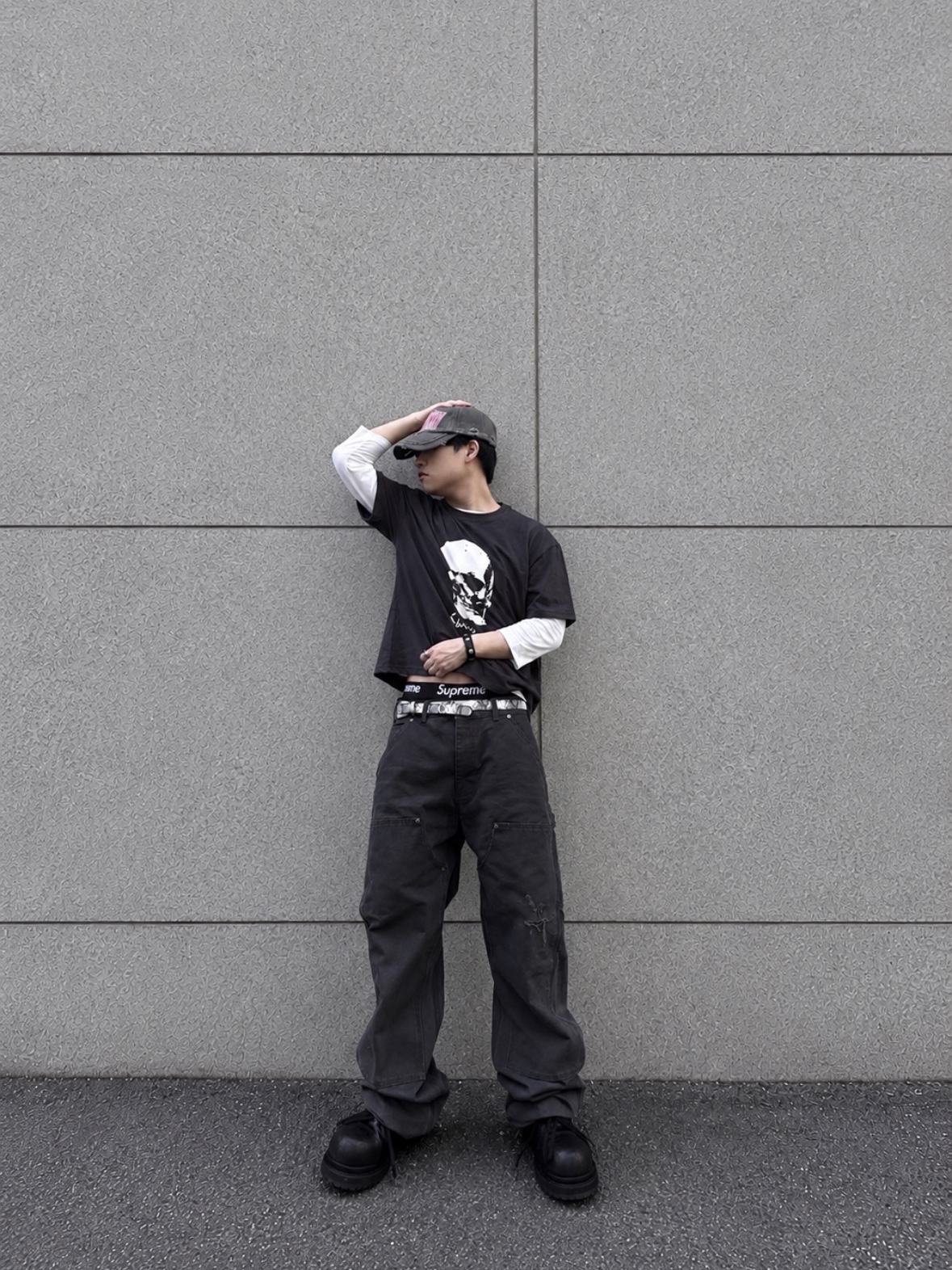 ETCE Transmission Layered Cap Charcoal, qualisartifexpereo VTG Double Knee Work Pants Graphite 착용 스타일 - 1