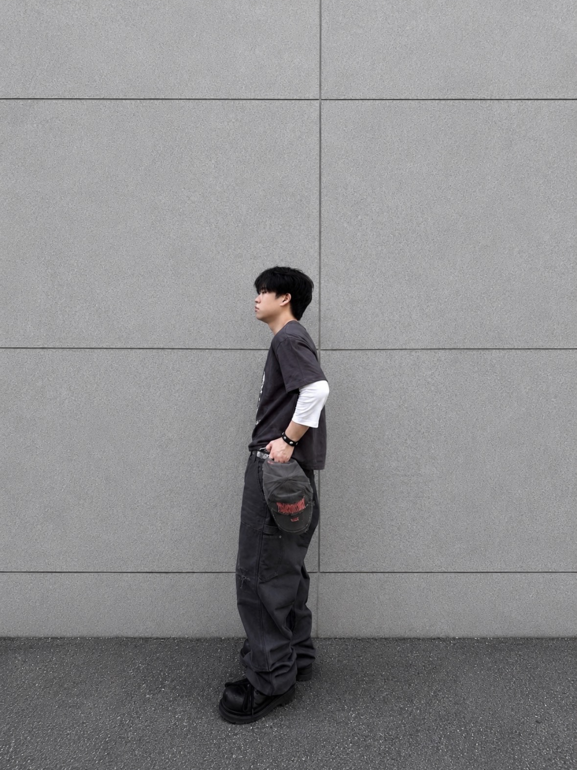 ETCE Transmission Layered Cap Charcoal, qualisartifexpereo VTG Double Knee Work Pants Graphite 착용 스타일 - 4