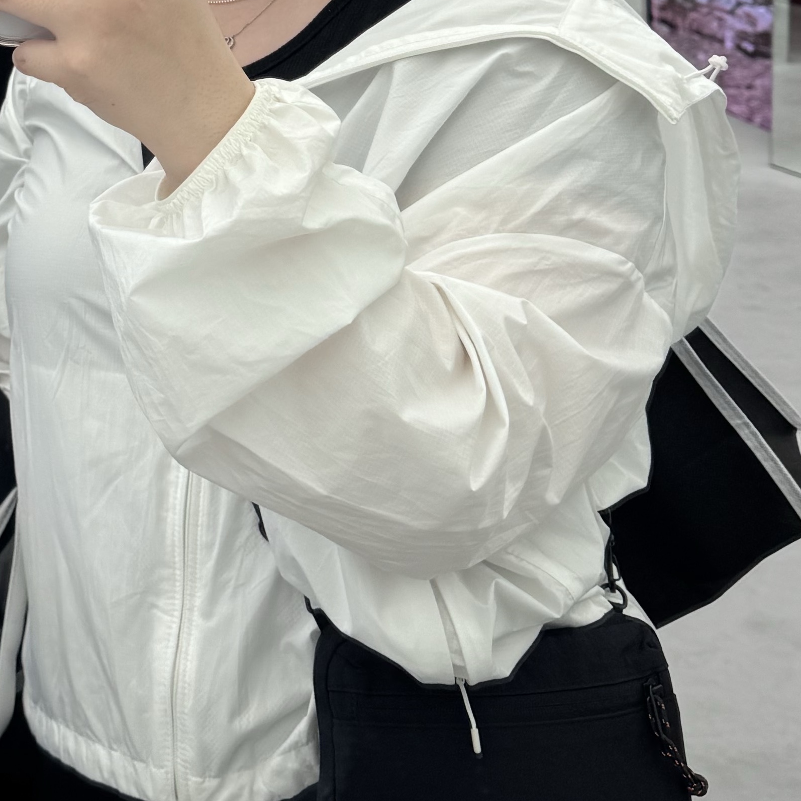(W) Uniqlo Pocketable UV Protection Parka Off White - JP 착용 스타일