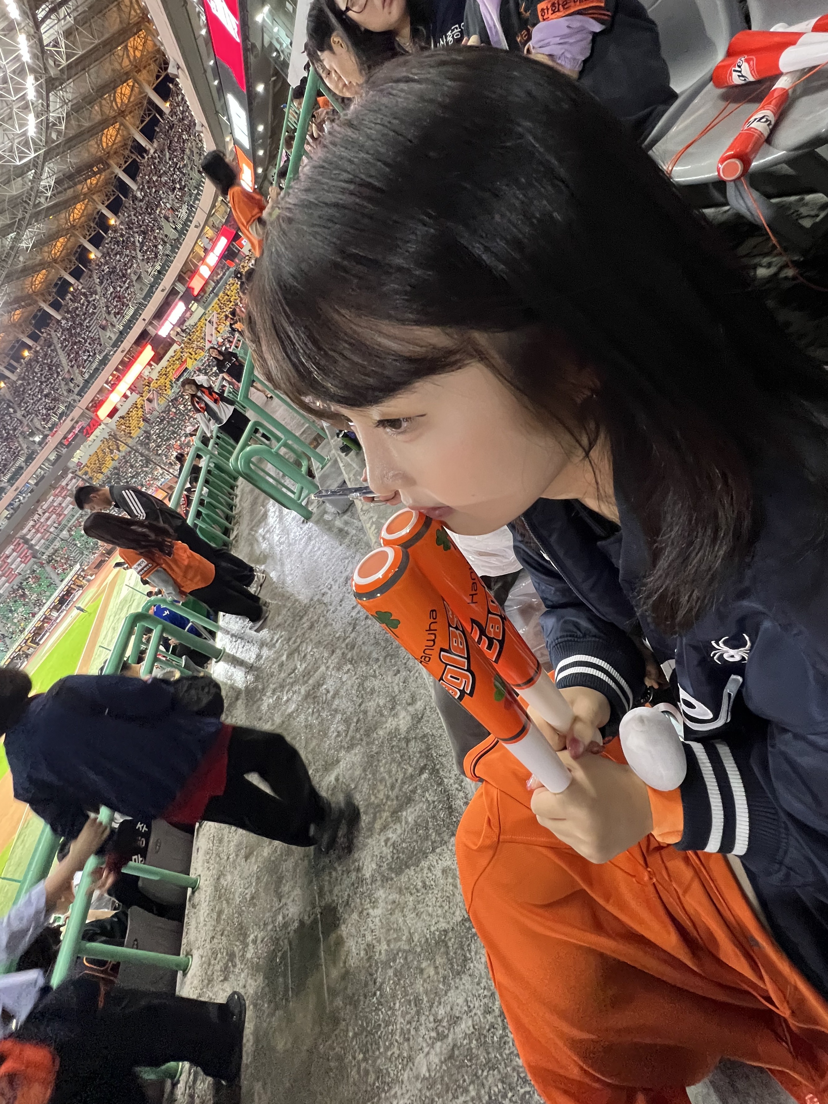 Hanwha Eagles Spyder 2024 Authentic Home Uniform Orange (Non Marking Ver.), Fila Interun Pink Black 착용 스타일 - 1
