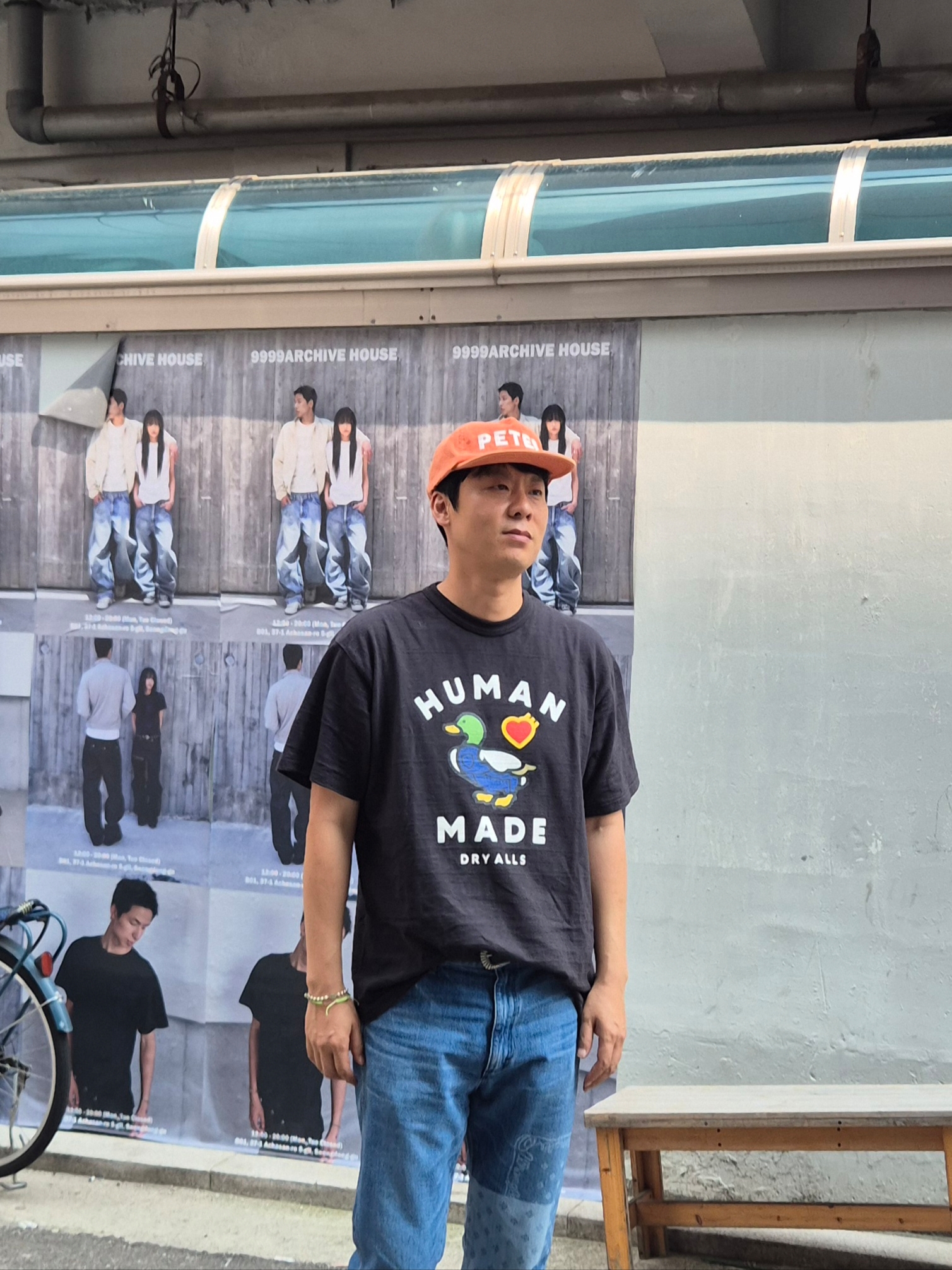 Human Made Graphic T-Shirt #05 Black, My Name is Peter 5-Panel Peter Cap Orange 착용 스타일 - 2