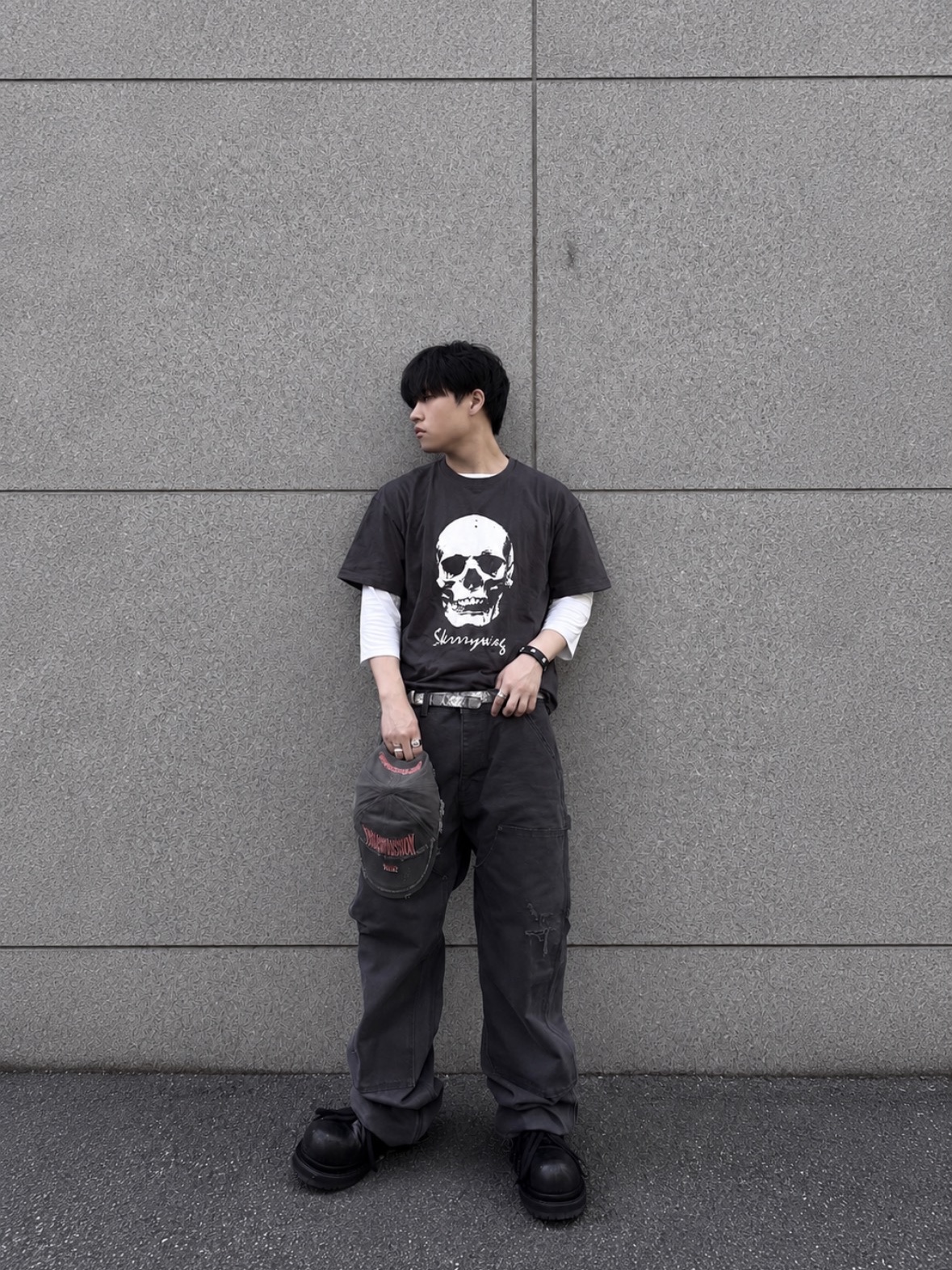 ETCE Transmission Layered Cap Charcoal, qualisartifexpereo VTG Double Knee Work Pants Graphite 착용 스타일 - 2
