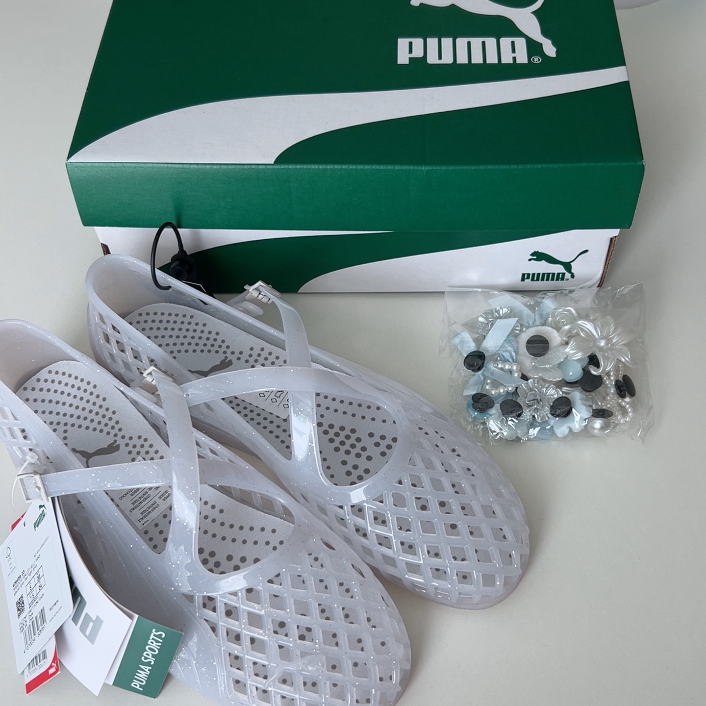 (W) Puma Speedcat Ballet Jelly Glacial Gray Flat Light Gray 착용 스타일 - 1
