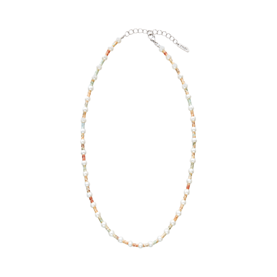 로맨티누어 SN.228 진주 원석 바 목걸이(ROMANTINUER SN.228 Pearl & Stone Bar Necklace) - 1