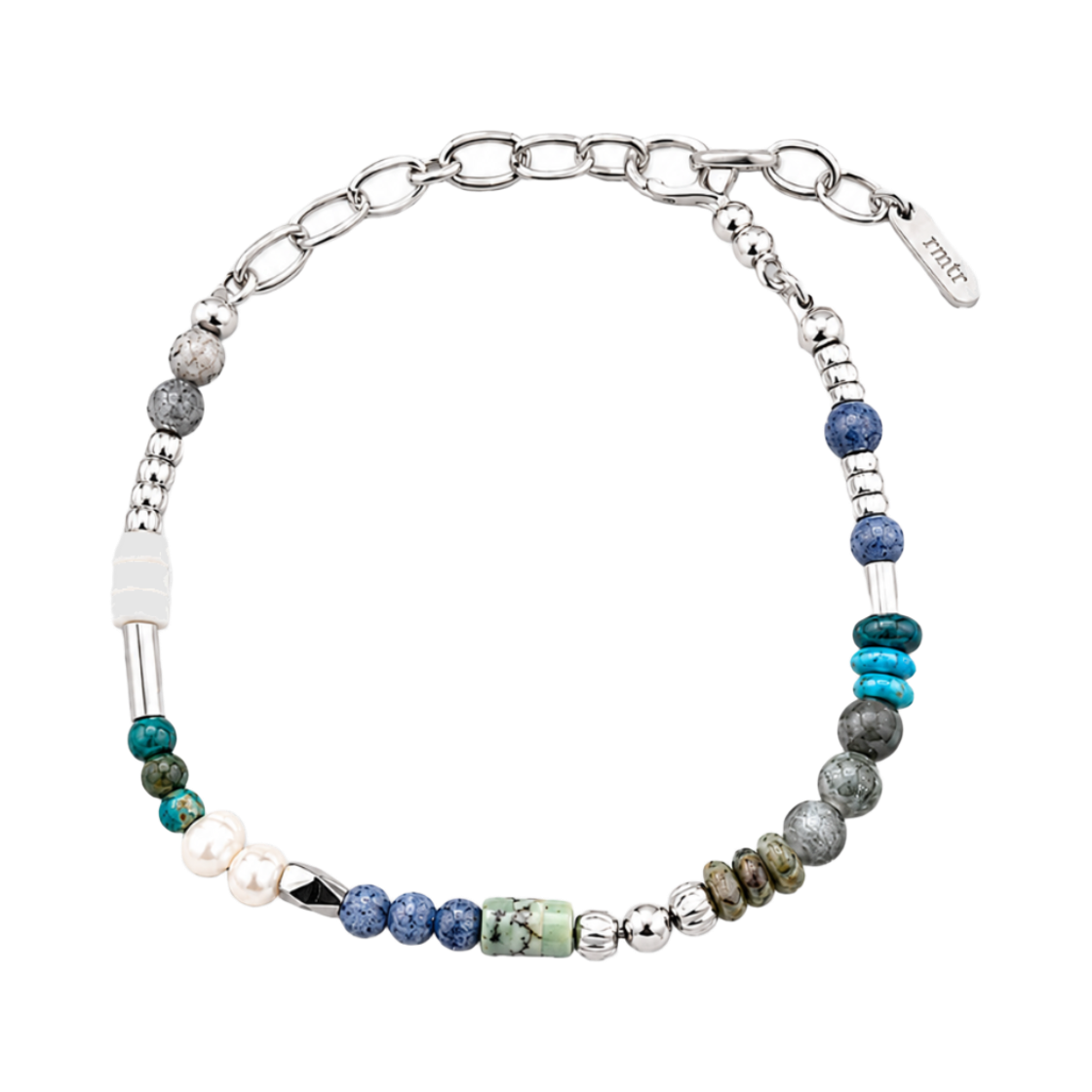 SN.238 컬러 원석 써지컬 참 팔찌(SN.238 Color Gemstone Surgical Steel Charm Bracelet)