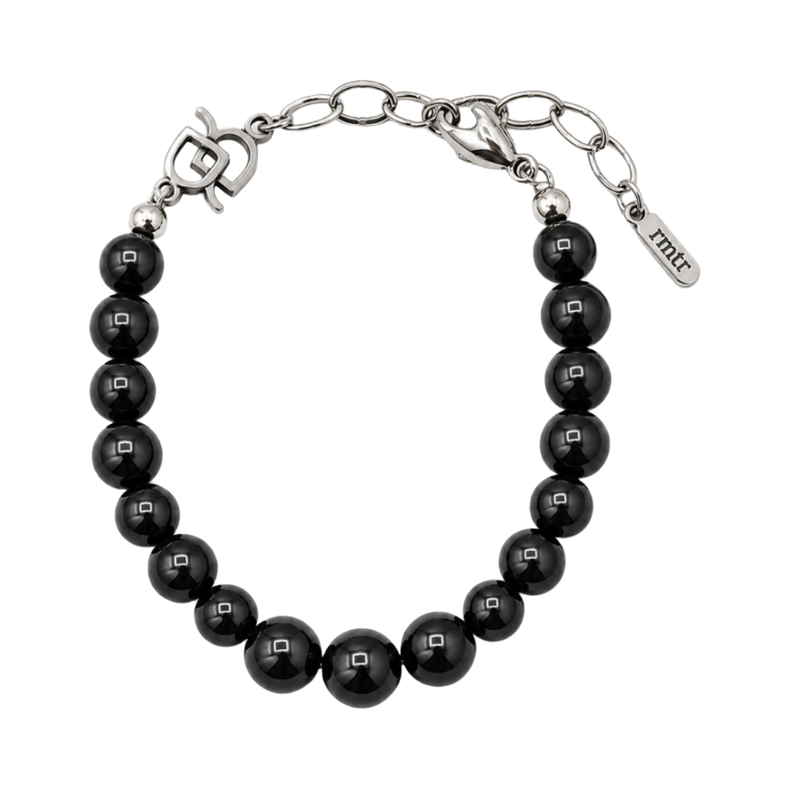 로맨티누어 SN.237 블랙 비즈 써지컬스틸 팔찌(ROMANTINUER SN.237 Black Bead Surgical Steel Bracelet)