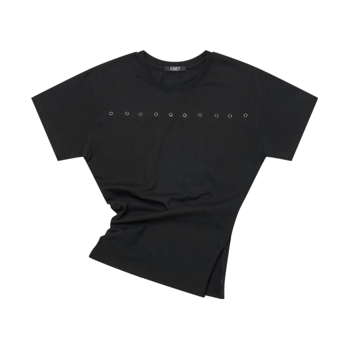 이유씨티 라인 아일렛 사이드 지퍼 티셔츠 - 블랙(EUCT Line Eyelet Side Zip T-Shirt - Black) - 1