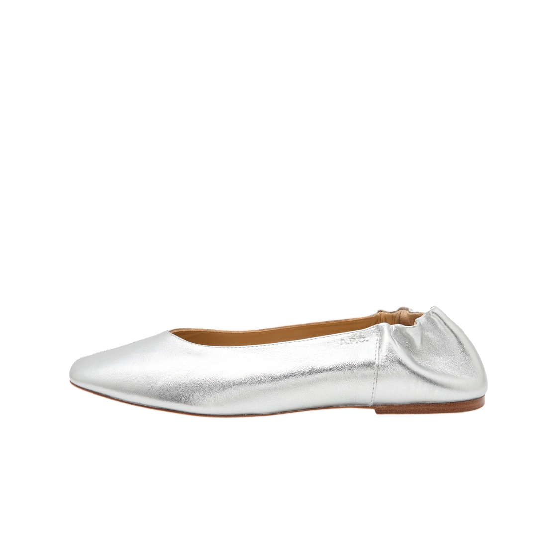 PXCDU-F53338-RAB (W) A.P.C. Square Toe Leather Ballet Flats Argent