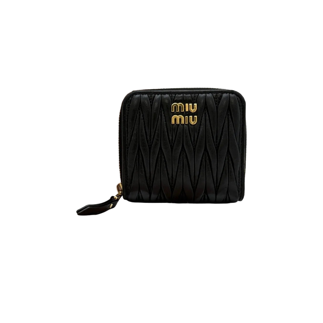 ITC3QGGE8UPJ Miu Miu Matelasse Zip Wallet Black 5ML522