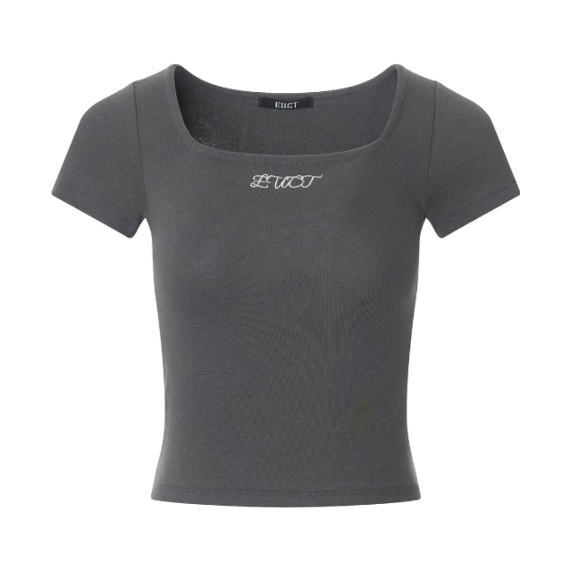 이유씨티 스퀘어넥 피티드 크롭 탑 - 차콜(EUCT Square Neck Fitted Crop Top - Chacoal)