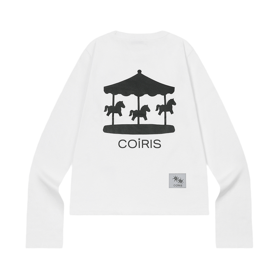 C-P00000KB Coiris Carousel Graphic Long Sleeve T White