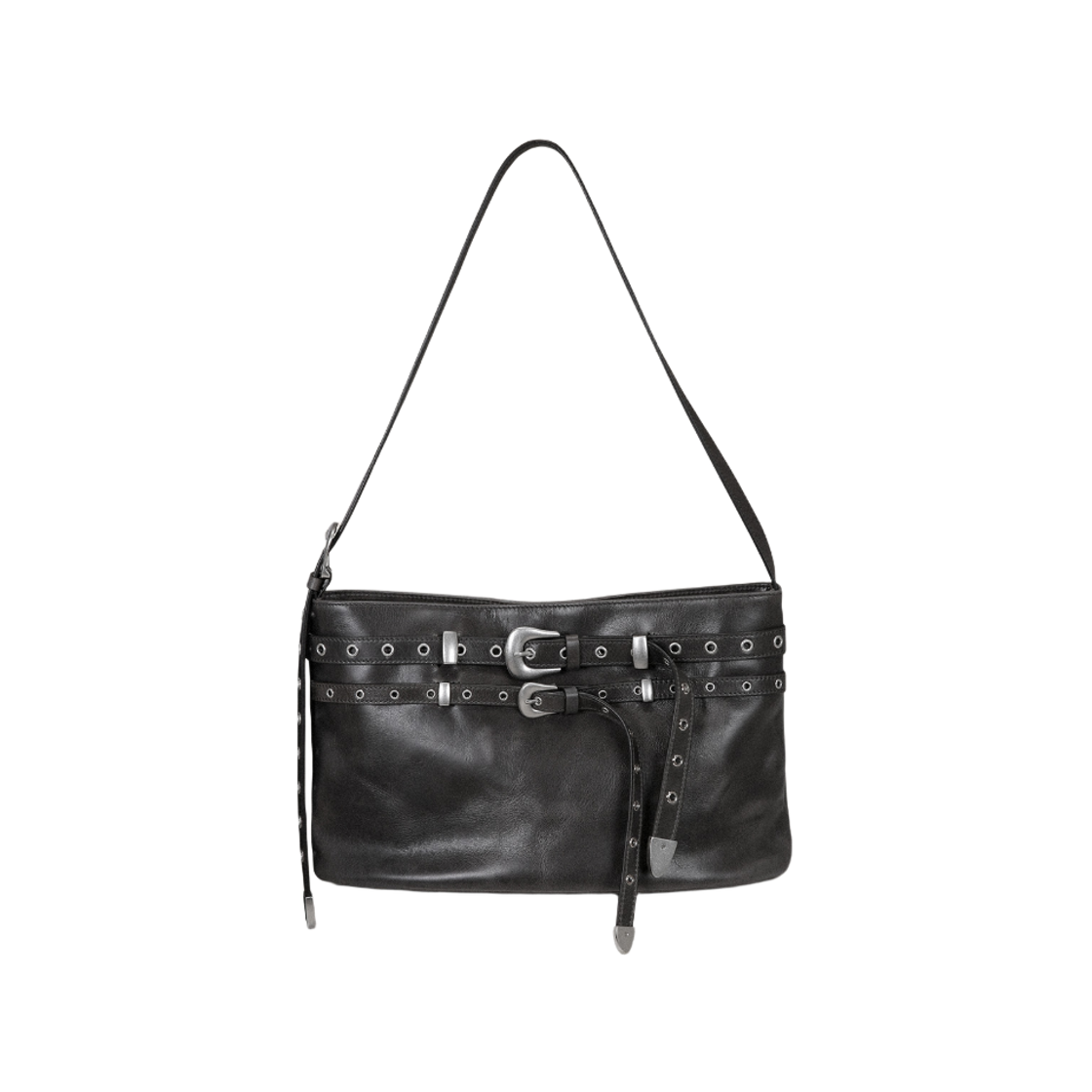 - Aviemuah Belt Layer Leatther Large Bag Deep Grey