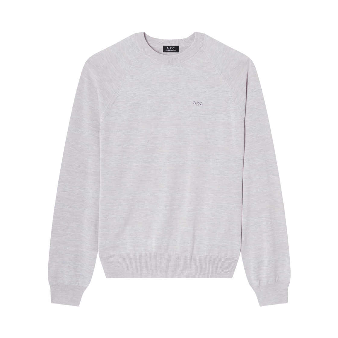 WVBEP-H23480-PLB A.P.C. Heather Grey Raglan Sleeve Sweater Gris Clair Chine