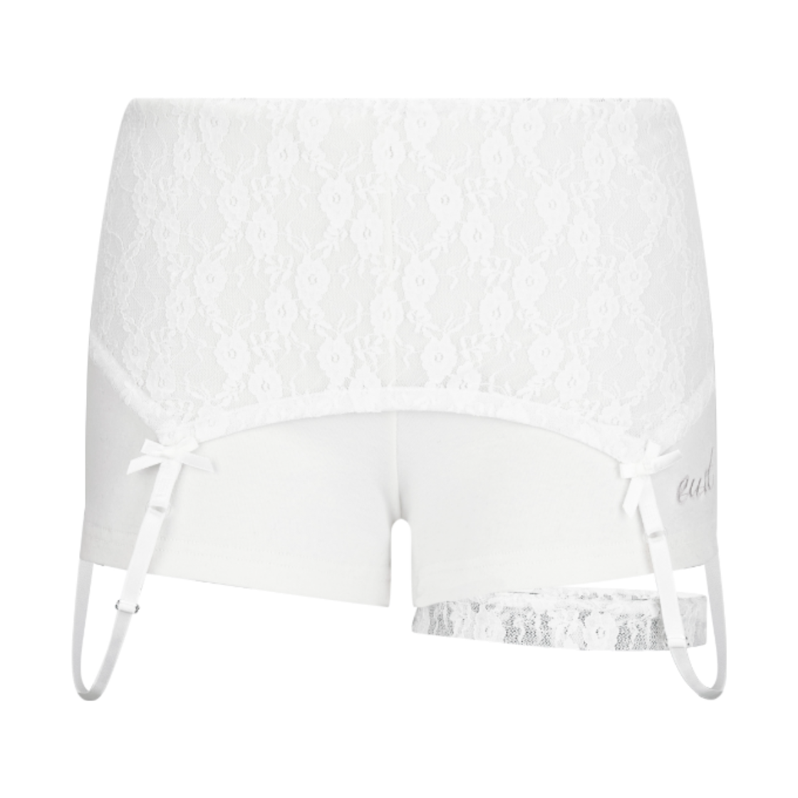 EU26SSPT11 EUCT Folding Lace Strap Micro Shorts - Ivory