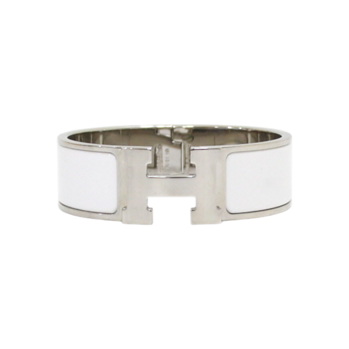 ITFQGJLQ7BE5 Hermes H300001FP31 Clic Clac H Silver & White GM Bracelet
