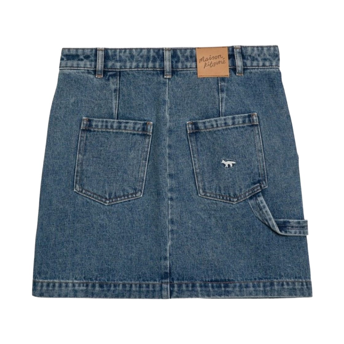 (W) 메종 키츠네 데님 미니 스커트 라이트 스톤 인디고((W) Maison Kitsune Denim Mini Skirt Light Stone Indigo) - 2